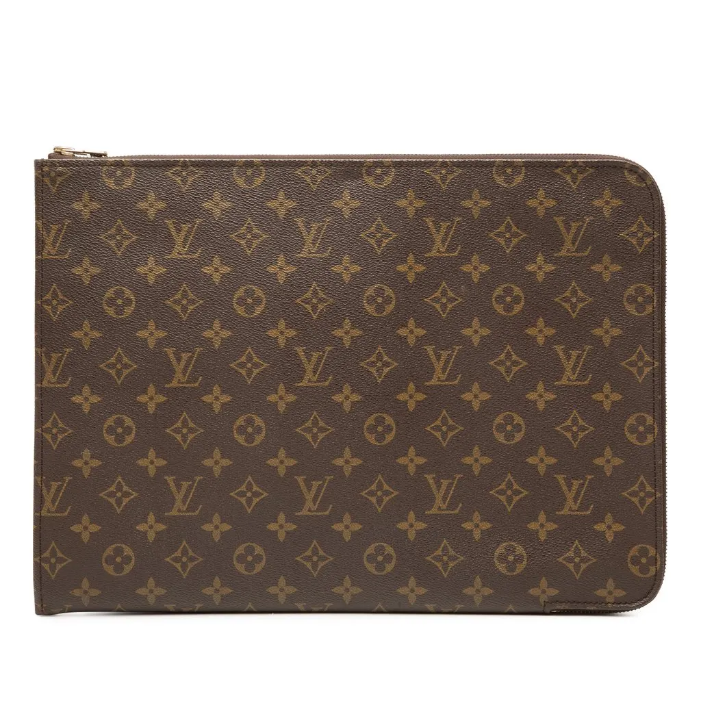 Louis Vuitton Monogram Poche Documents Portfolio Brown Good - Front View