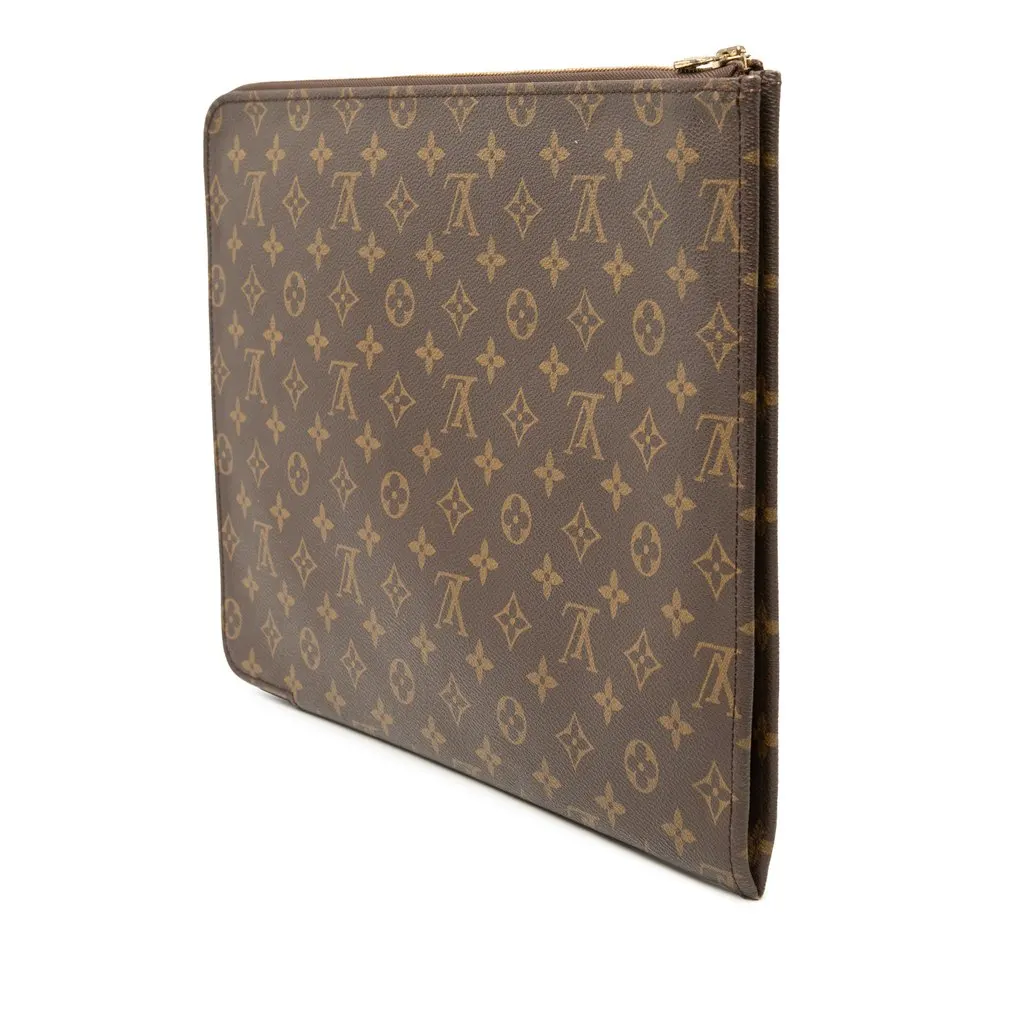 Louis Vuitton Monogram Poche Documents Portfolio Brown Good - Back View