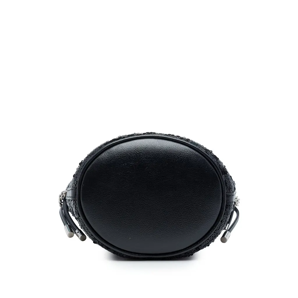 Gucci Small GG Marmont Sequined Diagonal Matelasse Calfskin Bucket Bag Black Leather Very good - Inside View