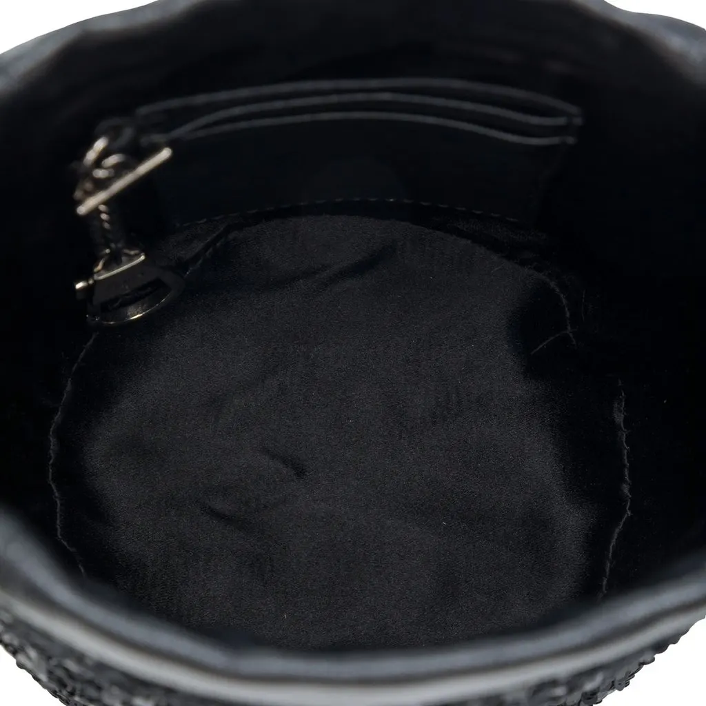 Gucci Small GG Marmont Sequined Diagonal Matelasse Calfskin Bucket Bag Black Leather Very good - Model View