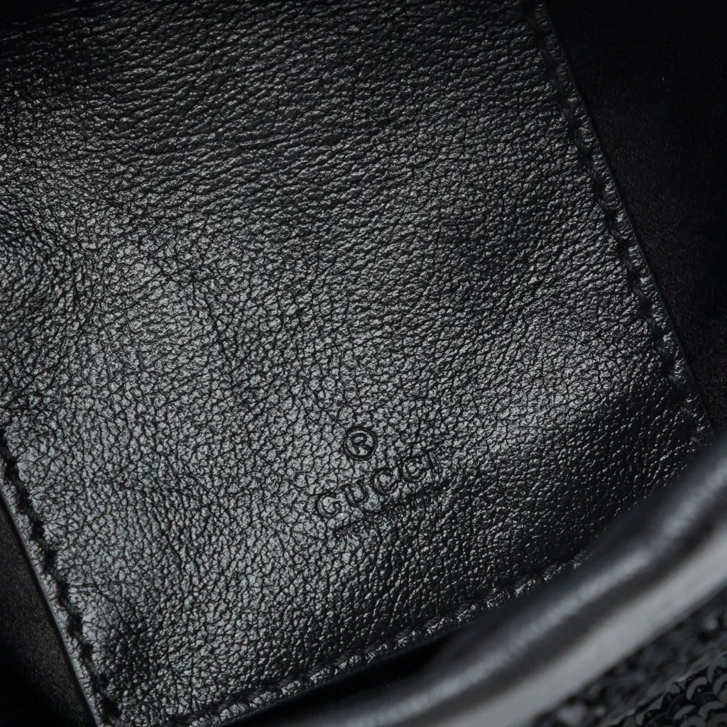 Gucci Small GG Marmont Sequined Diagonal Matelasse Calfskin Bucket Bag Black Leather Very good - Box View