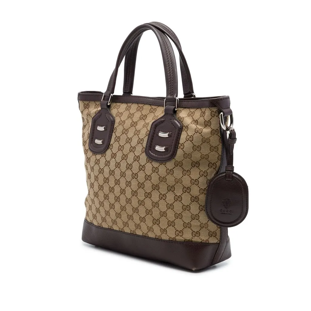 Gucci GG Canvas Techno Tag Tote Beige Canvas Very good - Back View