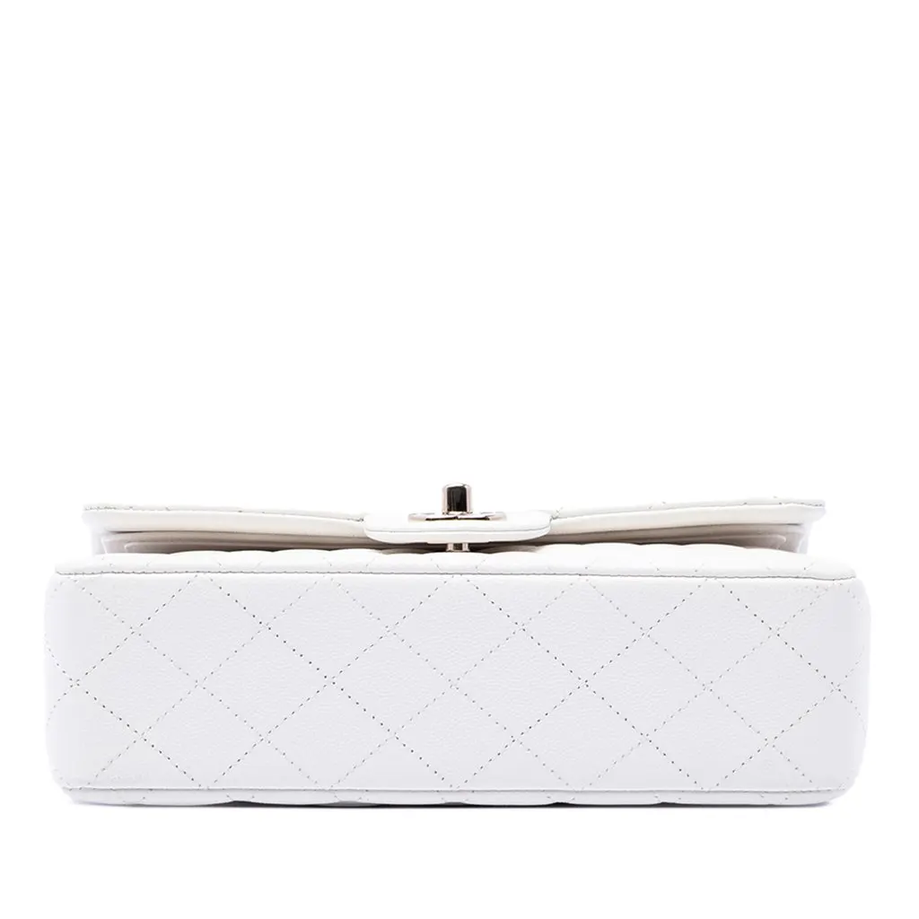Chanel Medium Classic Caviar Double Flap White Leather Very good - Inside View