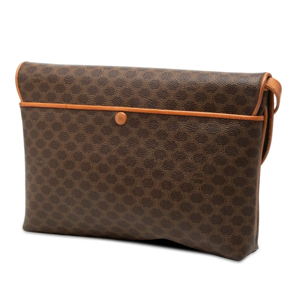 Celine Macadam Coated Canvas Horse Carriage Crossbody Brown Very good - Back View
