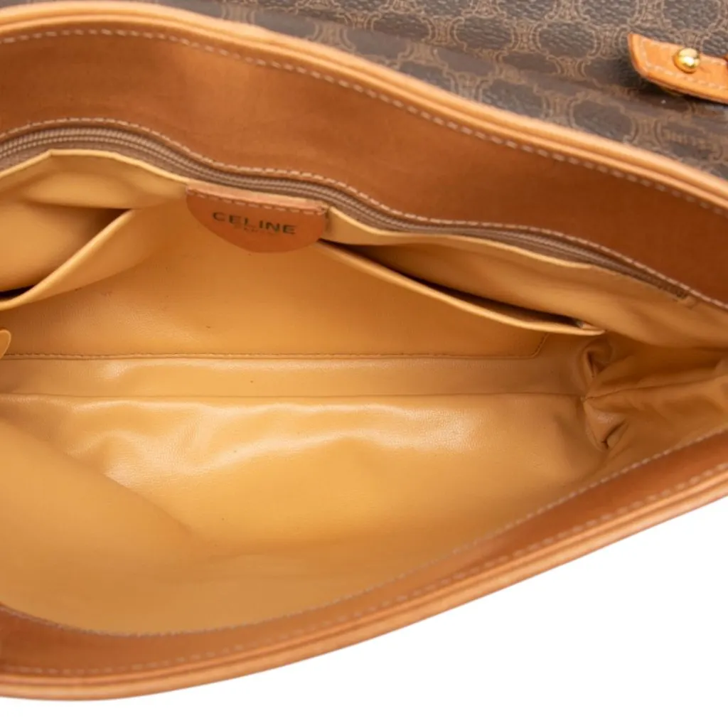 Celine Macadam Coated Canvas Horse Carriage Crossbody Brown Very good - Model View