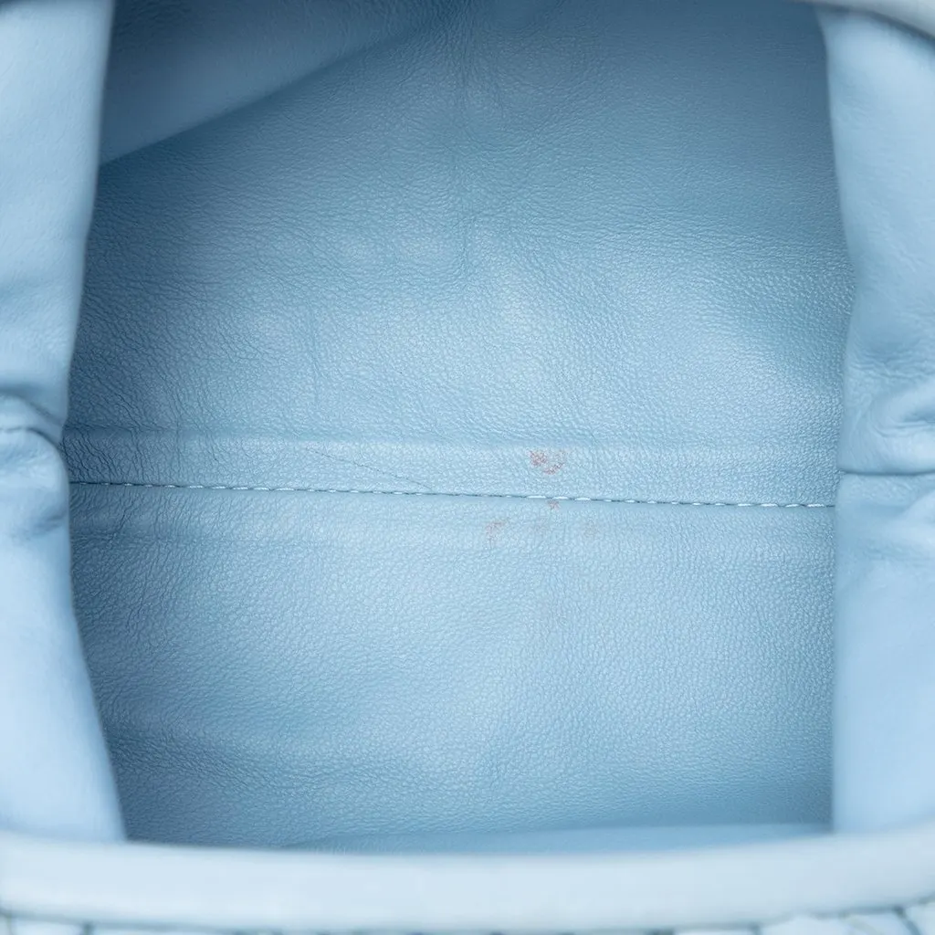 Bottega Veneta Nappa Intrecciato The Mini Pouch Crossbody Blue Leather Very good - Model View