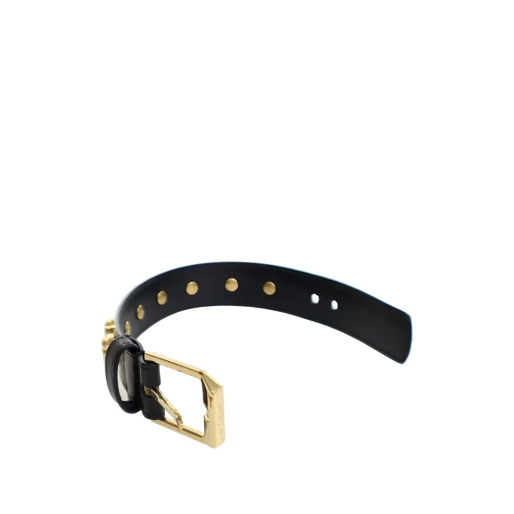 Saint Laurent Studded Calfskin De Force Bracelet Black Leather Very good - Back View
