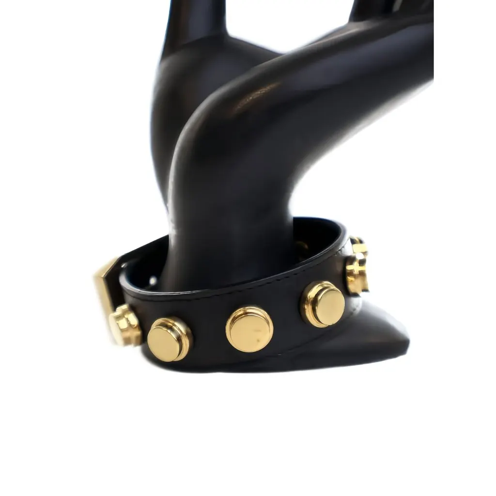 Saint Laurent Studded Calfskin De Force Bracelet Black Leather Very good - Inside View