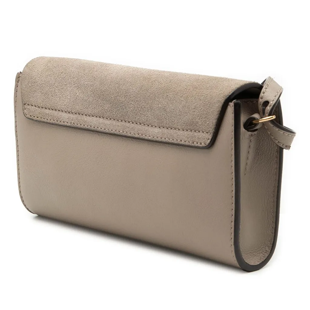 Chloé Mini Calfskin and Suede Faye Chain Crossbody Brown Leather Very good - Back View