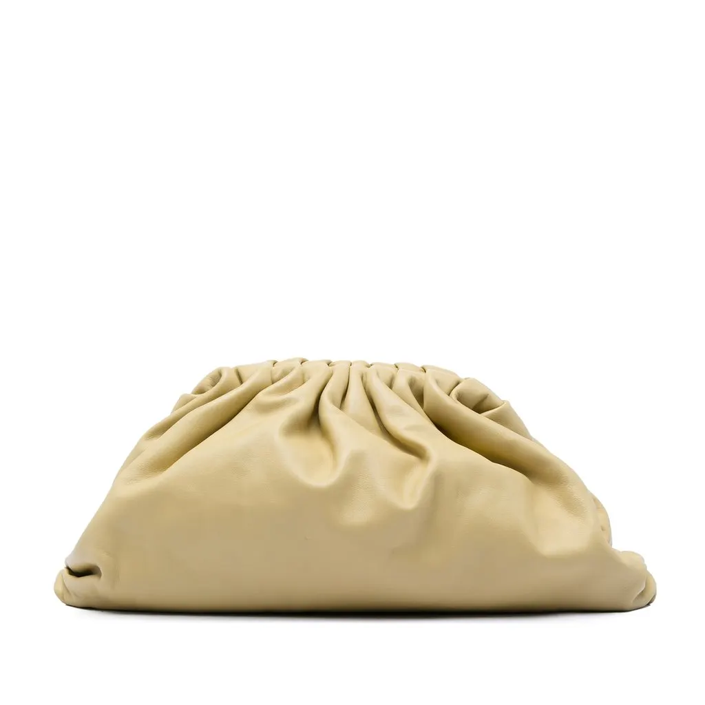 Bottega Veneta Lambskin The Pouch Beige Leather Very good - Front View
