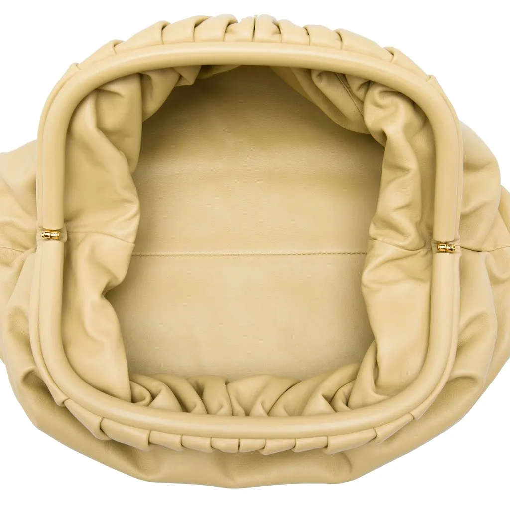 Bottega Veneta Lambskin The Pouch Beige Leather Very good - Model View