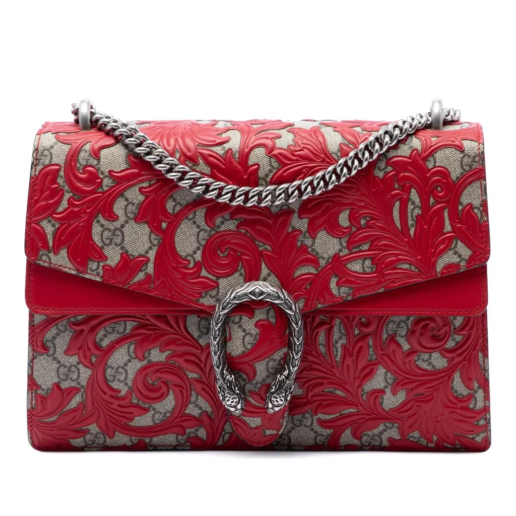 Gucci Medium GG Supreme Arabesque Dionysus Shoulder Bag Red Very good - Front View