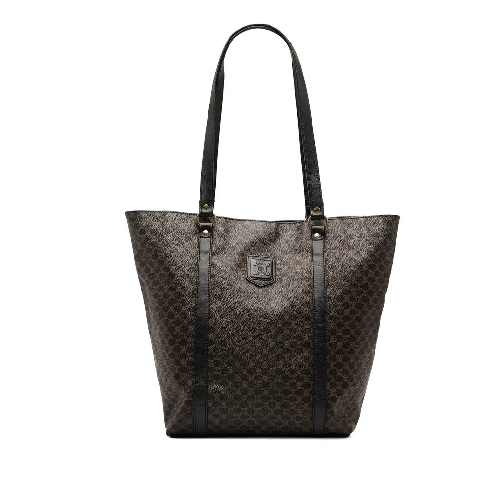 Celine Macadam Coated Canvas Tote Brown Canvas Good - Front View