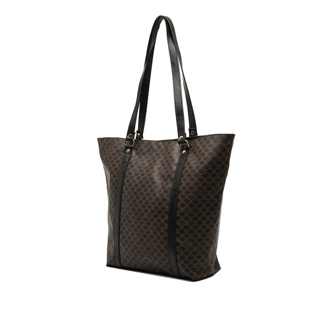 Celine Macadam Coated Canvas Tote Brown Canvas Good - Back View