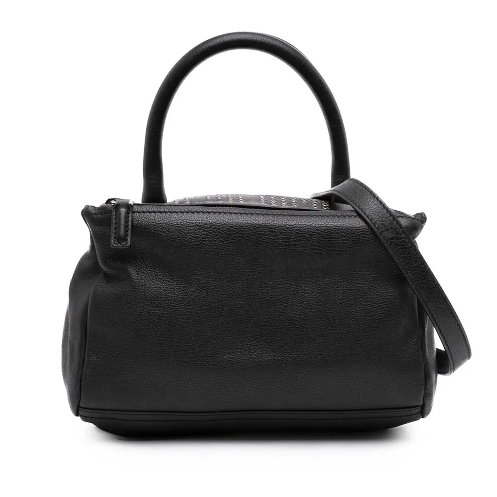 Givenchy Small Grommets Goatskin Pandora Satchel Black Leather Very good - Front View