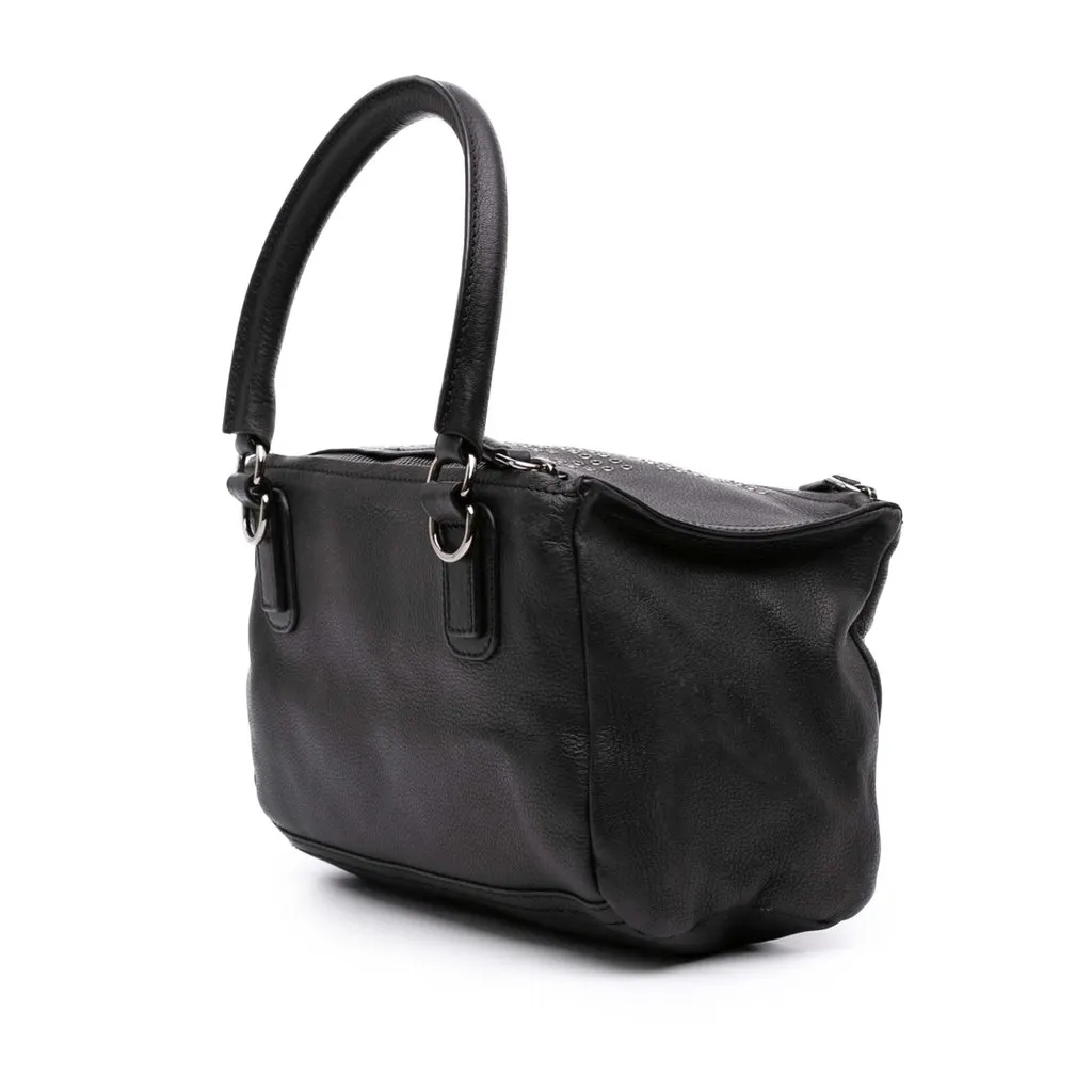 Givenchy Small Grommets Goatskin Pandora Satchel Black Leather Very good - Back View