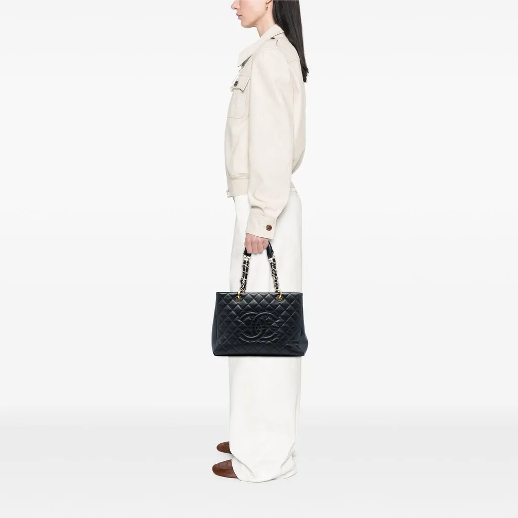Chanel Caviar Grand Shopping Tote Black Leather Very good - Box View