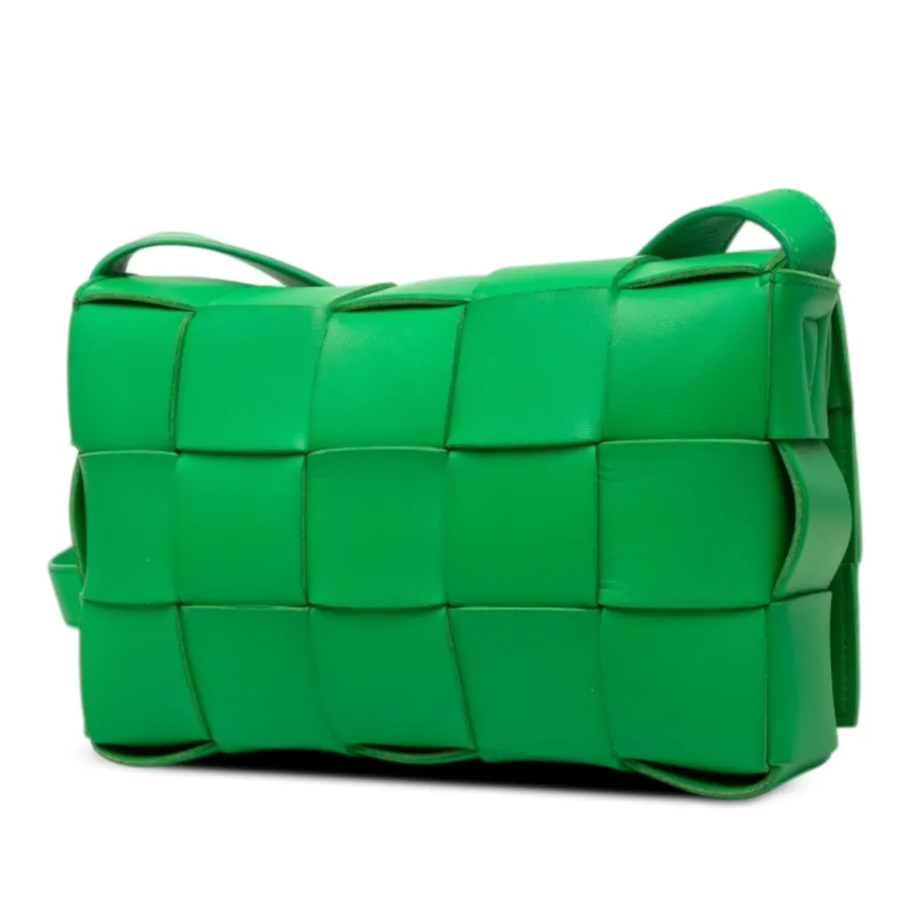 Bottega Veneta Nappa Intrecciato Cassette Crossbody Green Leather Very good - Back View