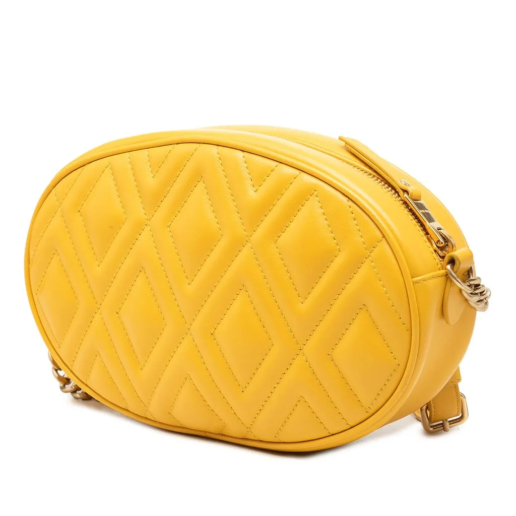 Miu Miu Small Quilted Leather Oval Camera Crossbody Yellow Leather Very good - Back View