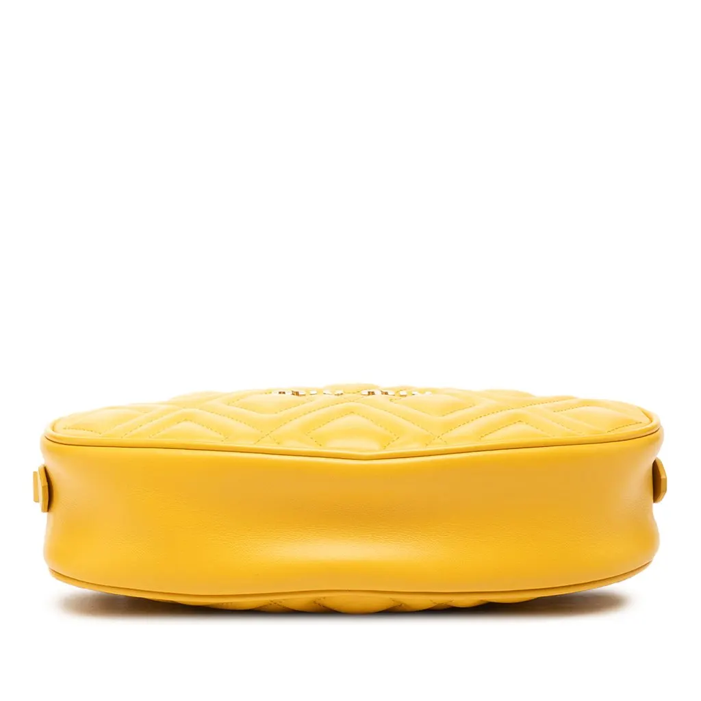 Miu Miu Small Quilted Leather Oval Camera Crossbody Yellow Leather Very good - Inside View