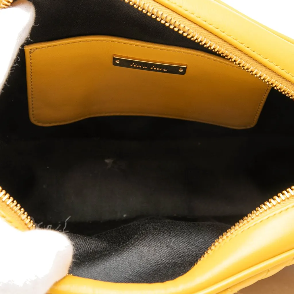 Miu Miu Small Quilted Leather Oval Camera Crossbody Yellow Leather Very good - Model View