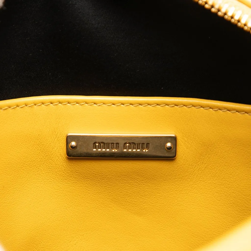 Miu Miu Small Quilted Leather Oval Camera Crossbody Yellow Leather Very good - Box View
