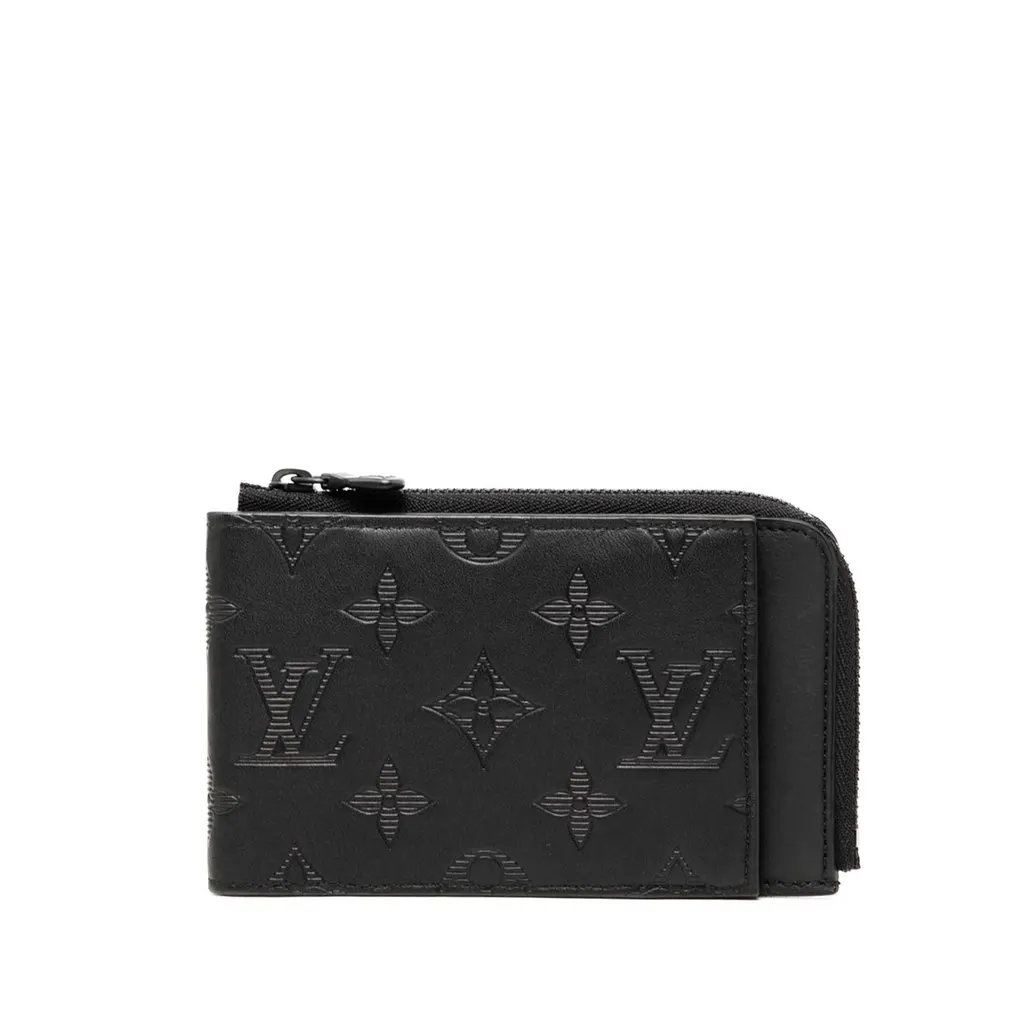 Louis Vuitton Monogram Shadow Hybrid Wallet Black Leather Very good - Front View