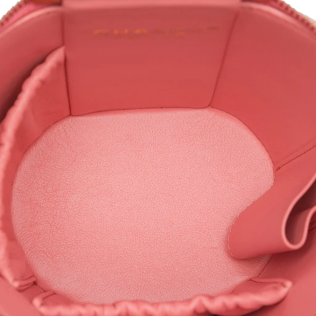 Chanel Quilted Lambskin Afternoon Tea Vanity Case with Chain Pink Leather Very good - Model View