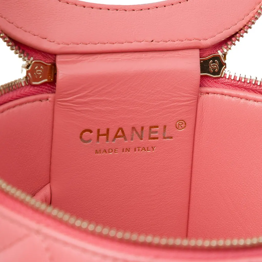 Chanel Quilted Lambskin Afternoon Tea Vanity Case with Chain Pink Leather Very good - Box View