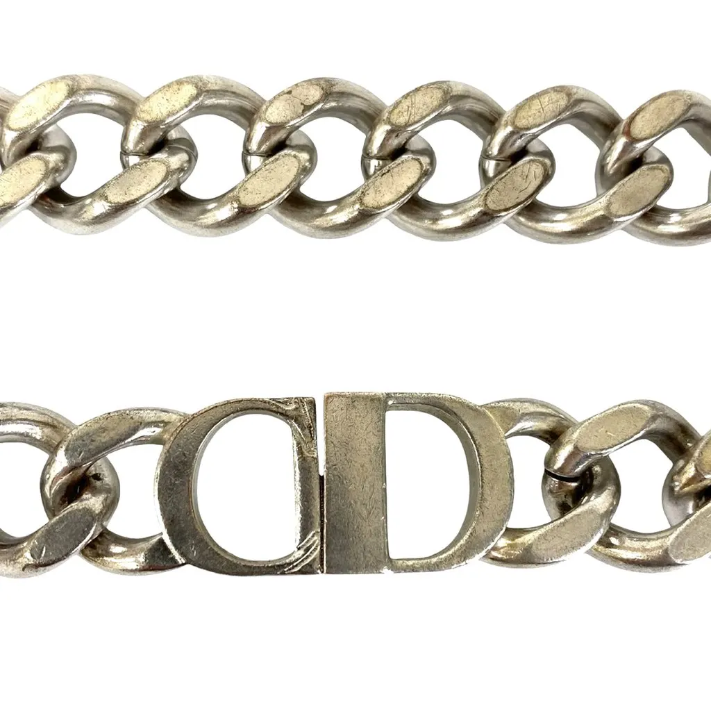 Dior Silver Plated CD Logo Chain Link Necklace Silver Metal Very good - Inside View