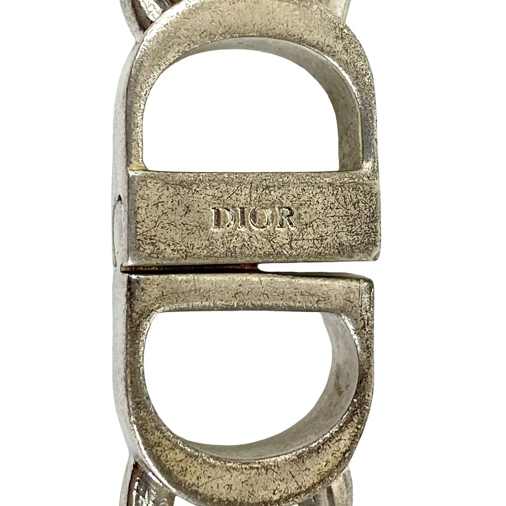 Dior Silver Plated CD Logo Chain Link Necklace Silver Metal Very good - Box View