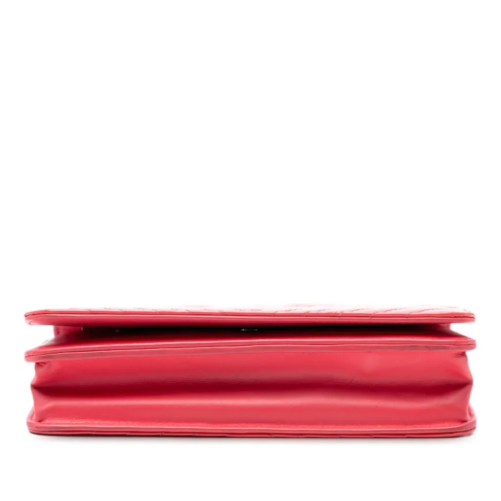 Chanel CC Patent Diamond Quilted Wallet On Chain Red Leather Very good - Inside View
