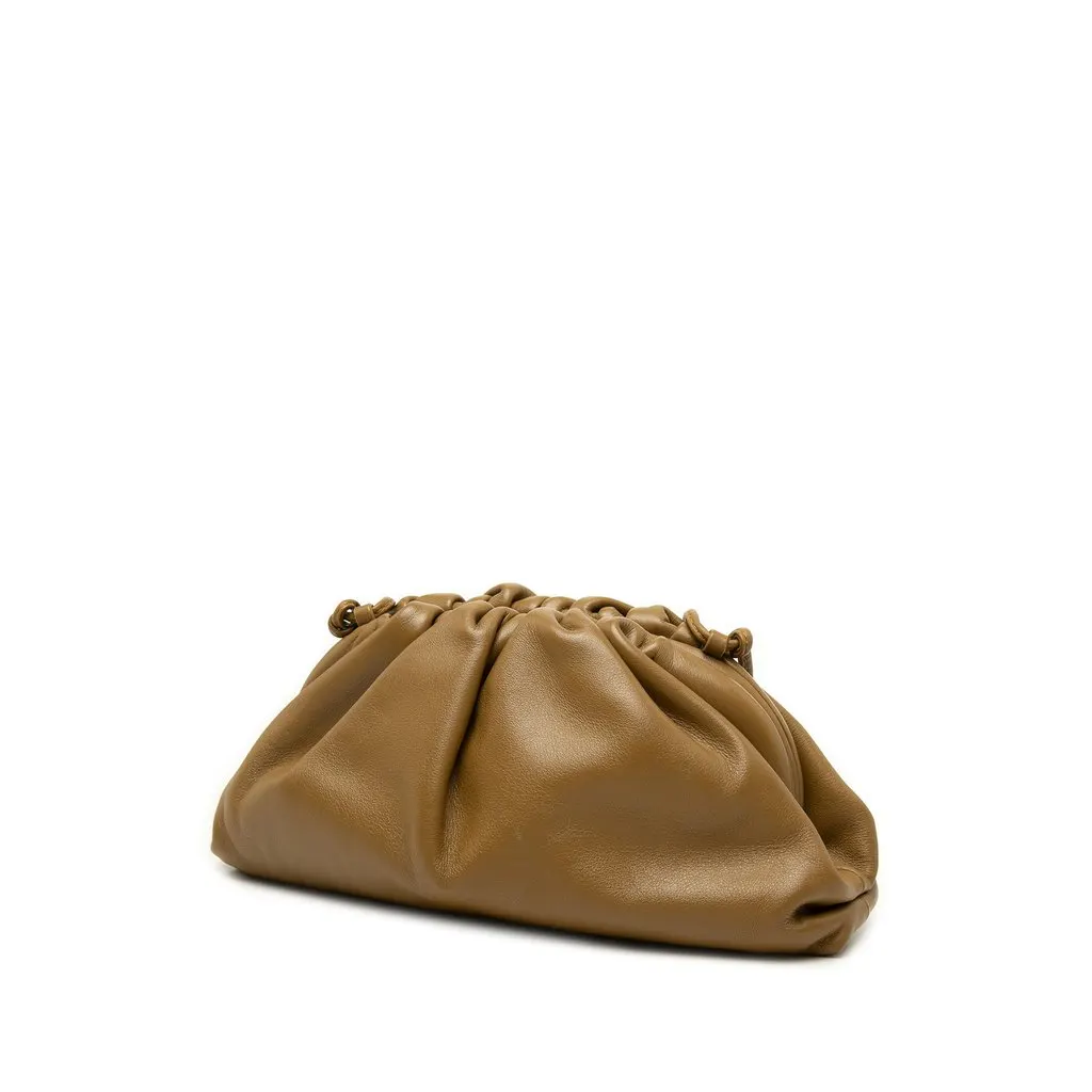 Bottega Veneta Lambskin The Mini Pouch Crossbody Brown Leather Very good - Back View