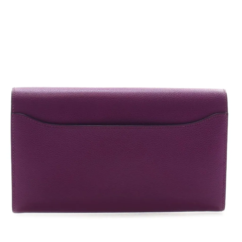 Hermès Epsom Constance Long Wallet Purple Leather Very good - Back View