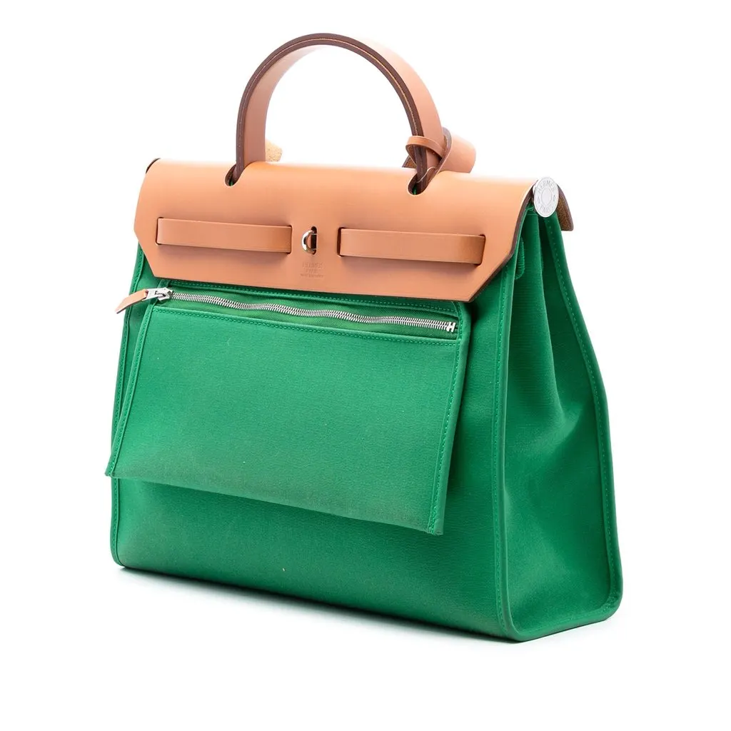 Hermès Toile Herbag Zip 31 Green Very good - Back View