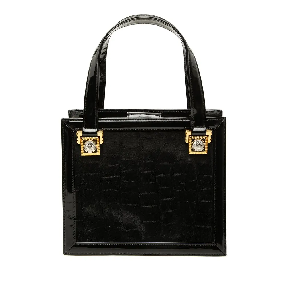 Versace Patent and Pony Hair Box Sunburst Handbag