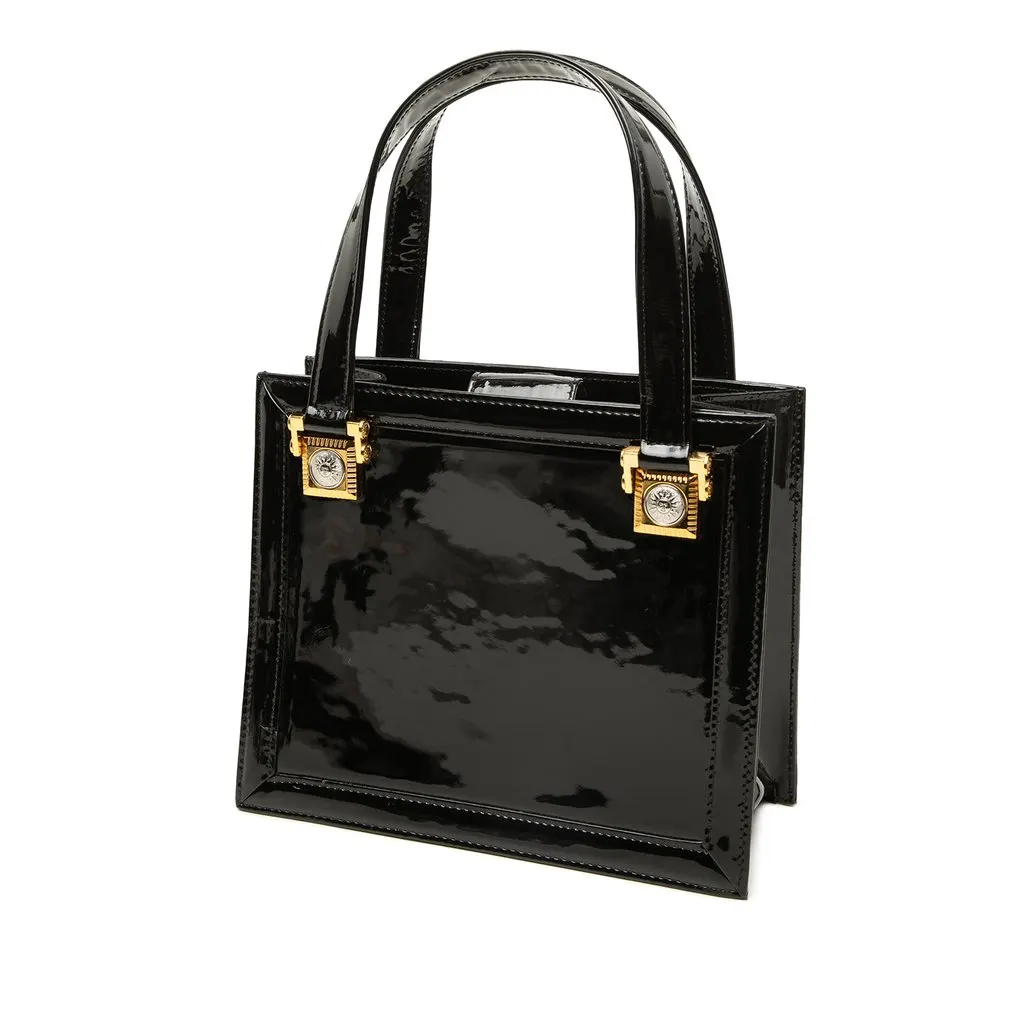 Versace Patent and Pony Hair Box Sunburst Handbag Black Leather Very good - Back View