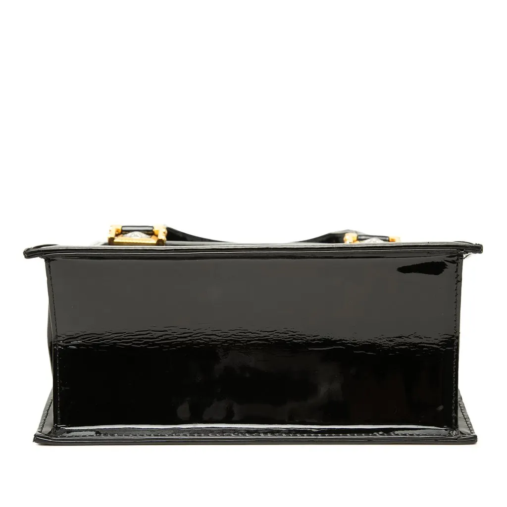 Versace Patent and Pony Hair Box Sunburst Handbag Black Leather Very good - Inside View