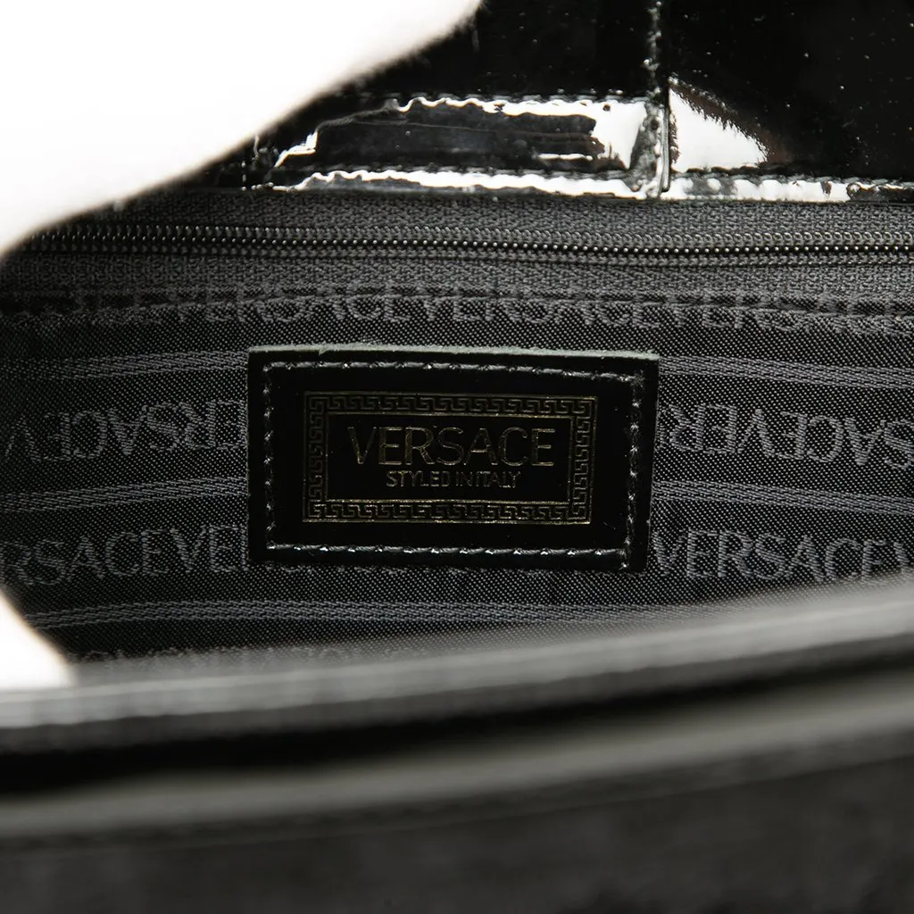 Versace Patent and Pony Hair Box Sunburst Handbag Black Leather Very good - Box View