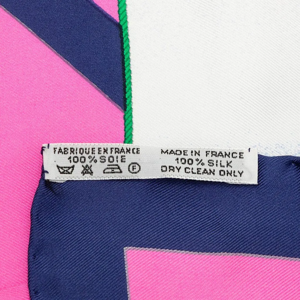 Hermès Rafales Silk Scarf 90 Blue Silk Very good - Inside View