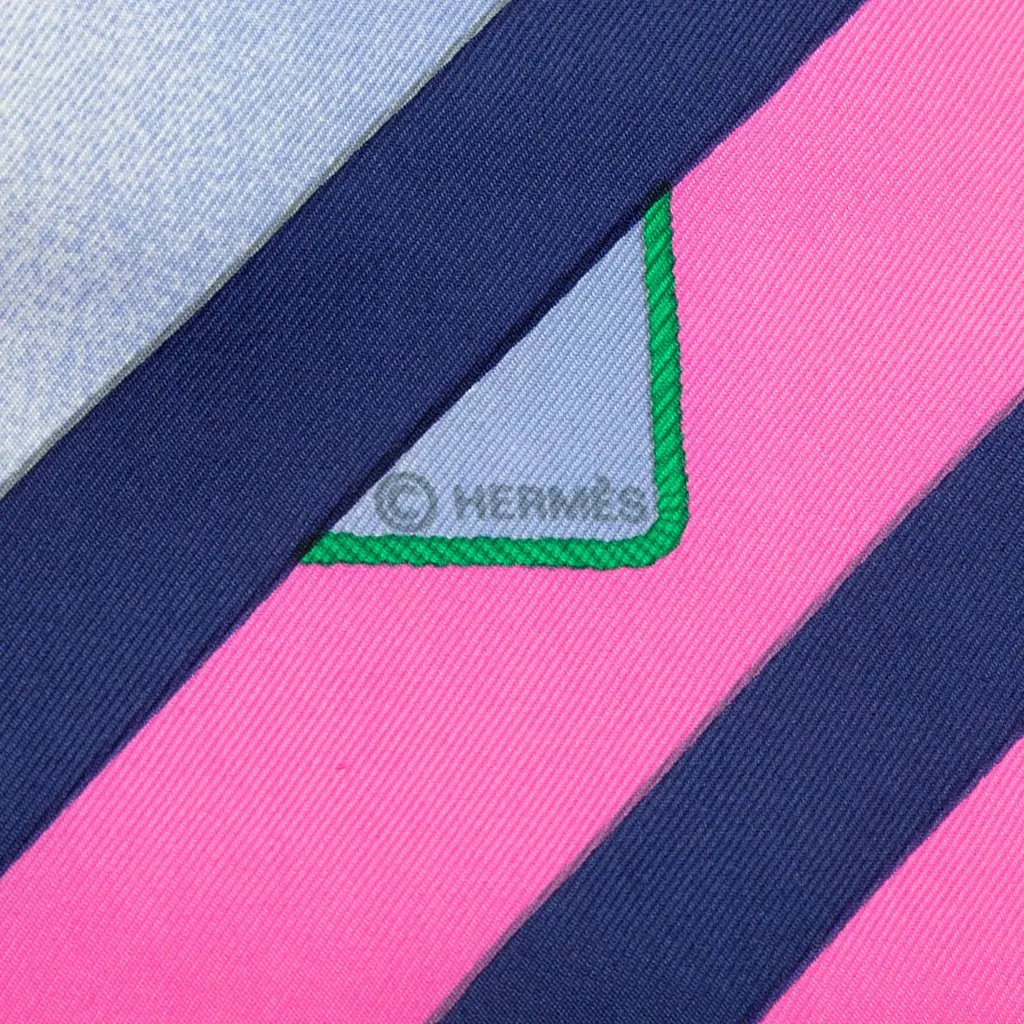 Hermès Rafales Silk Scarf 90 Blue Silk Very good - Model View