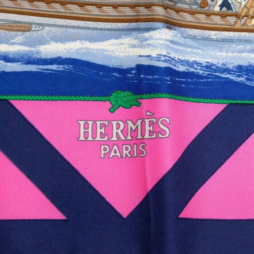 Hermès Rafales Silk Scarf 90 Blue Silk Very good - Box View