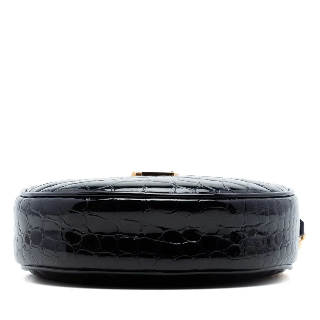 Saint Laurent Croc Embossed Patent Round Vinyle Camera Bag Black Leather Very good - Inside View