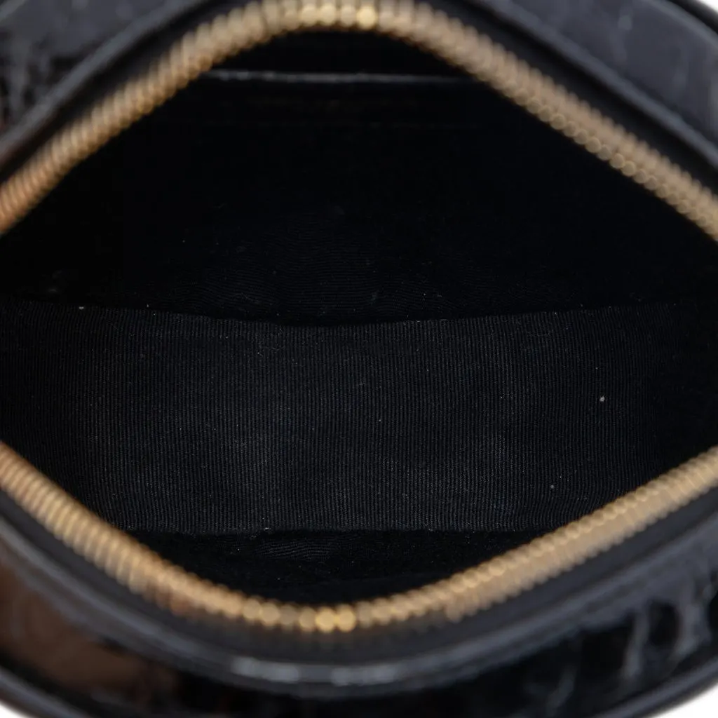 Saint Laurent Croc Embossed Patent Round Vinyle Camera Bag Black Leather Very good - Model View