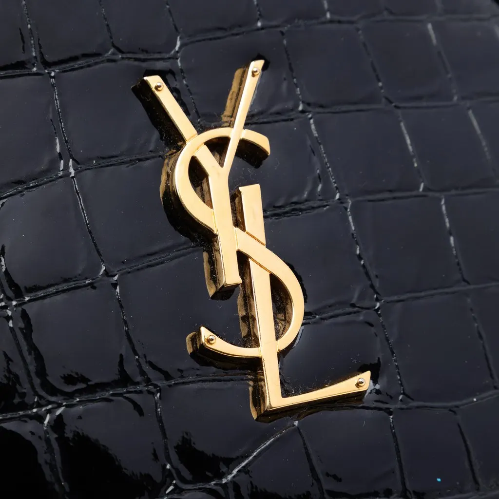 Saint Laurent Croc Embossed Patent Round Vinyle Camera Bag Black Leather Very good - Box View