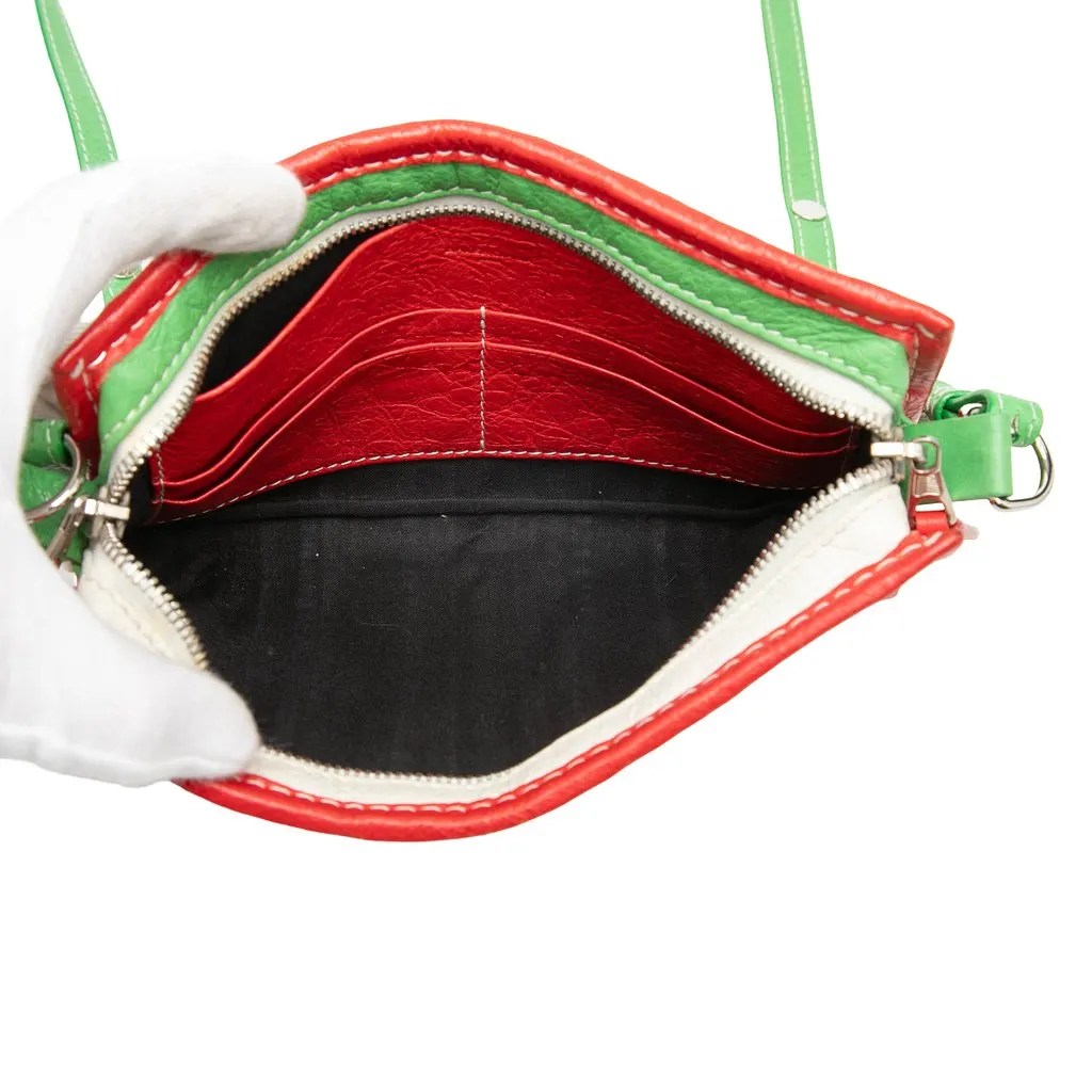 Balenciaga Lambskin Bazar Crossbody Green Leather Very good - Model View
