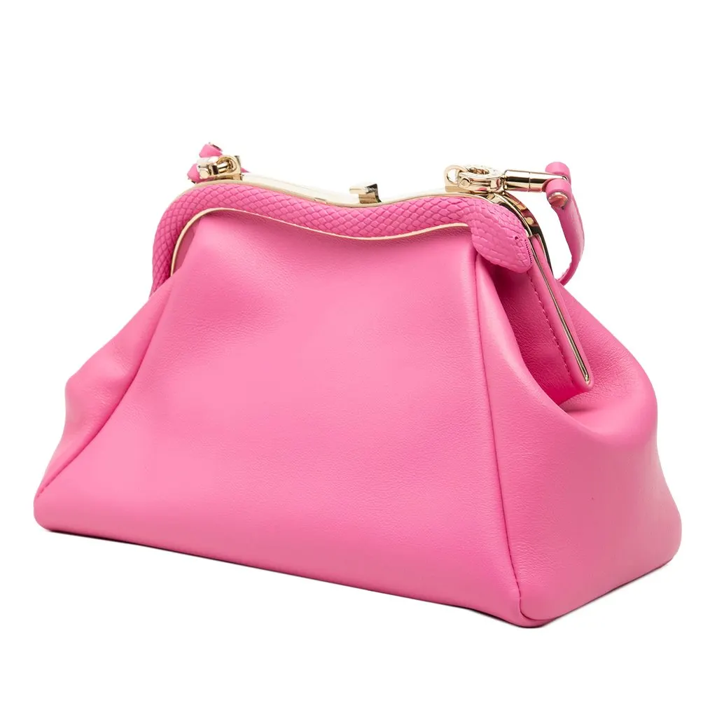 Bvlgari Leather Serpentine Pouch Crossbody Pink Leather Very good - Back View