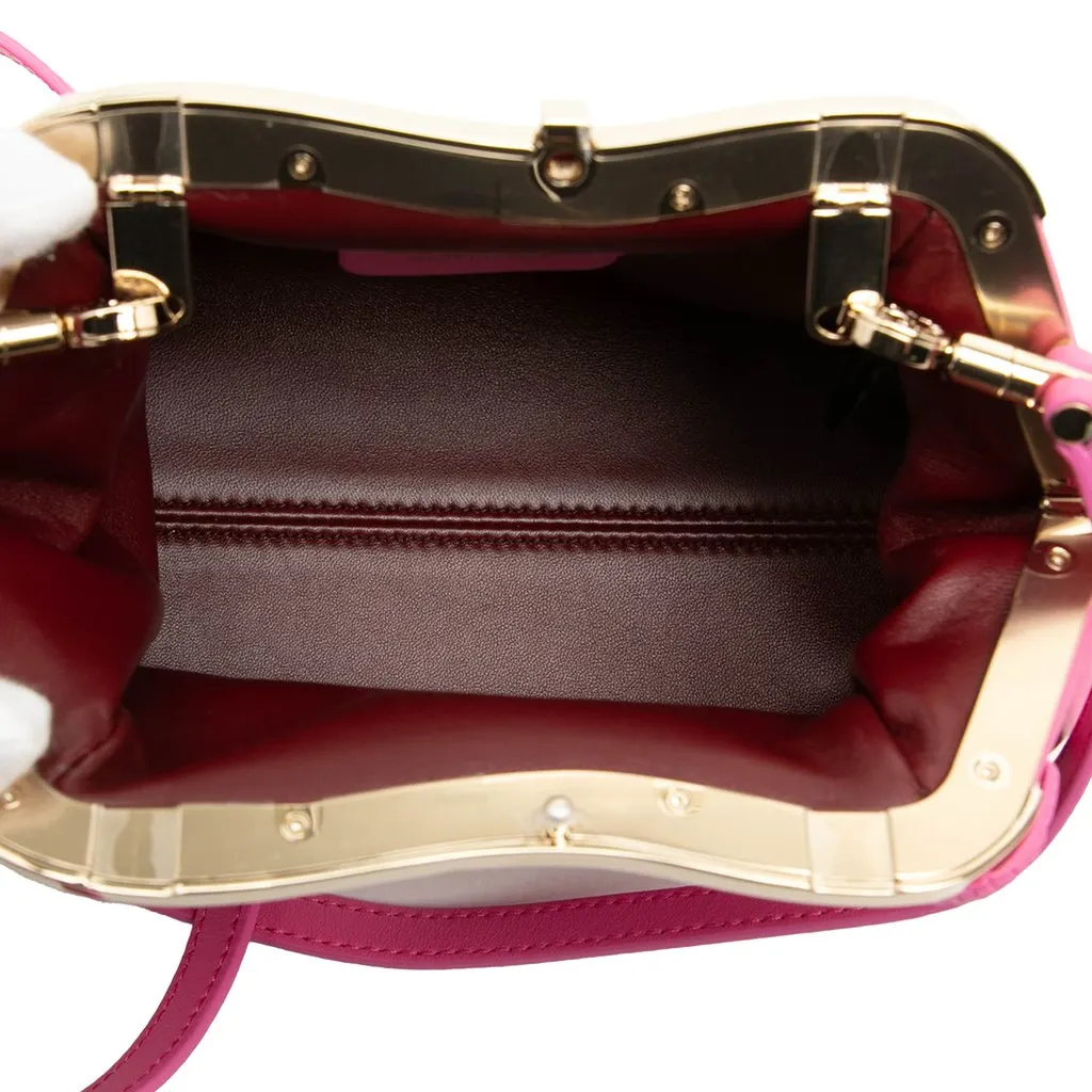Bvlgari Leather Serpentine Pouch Crossbody Pink Leather Very good - Model View