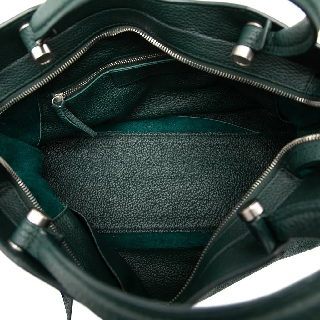 Balenciaga Calfskin Motocross Blackout City Satchel Green Leather Very good - Model View