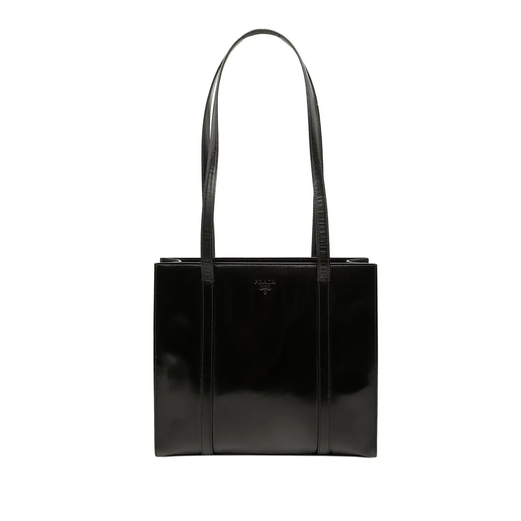Prada Spazzolato Leather Re Edition 1995 Tote Black Leather Good - Front View